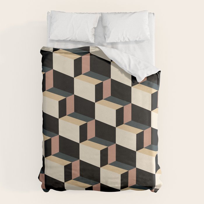 Cuboid Geometric Abstract Shapes Pattern XXXI Duvet Cover Gallery Image 1