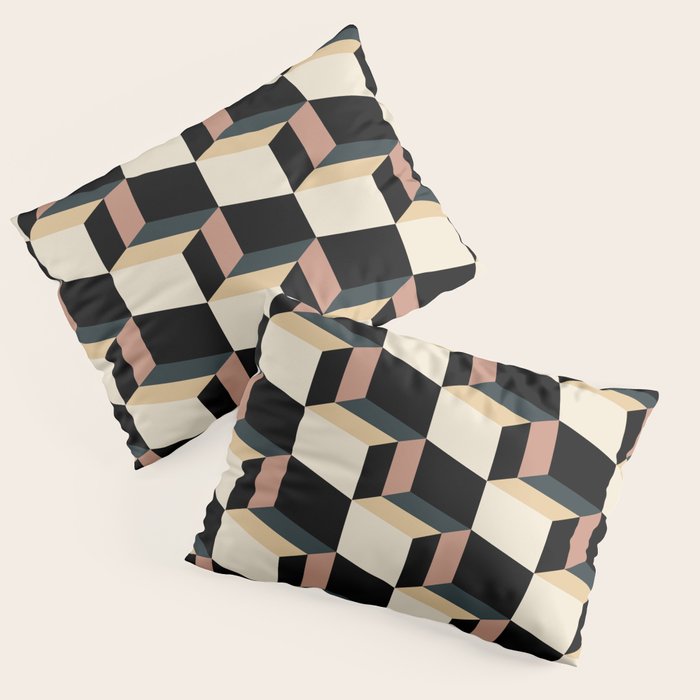 Cuboid Geometric Abstract Shapes Pattern XXXI Pillow Sham Gallery Image 3
