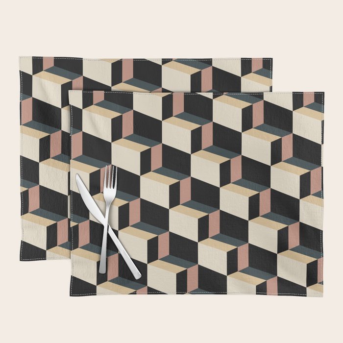 Cuboid Geometric Abstract Shapes Pattern XXXI Placemat Gallery Image 1