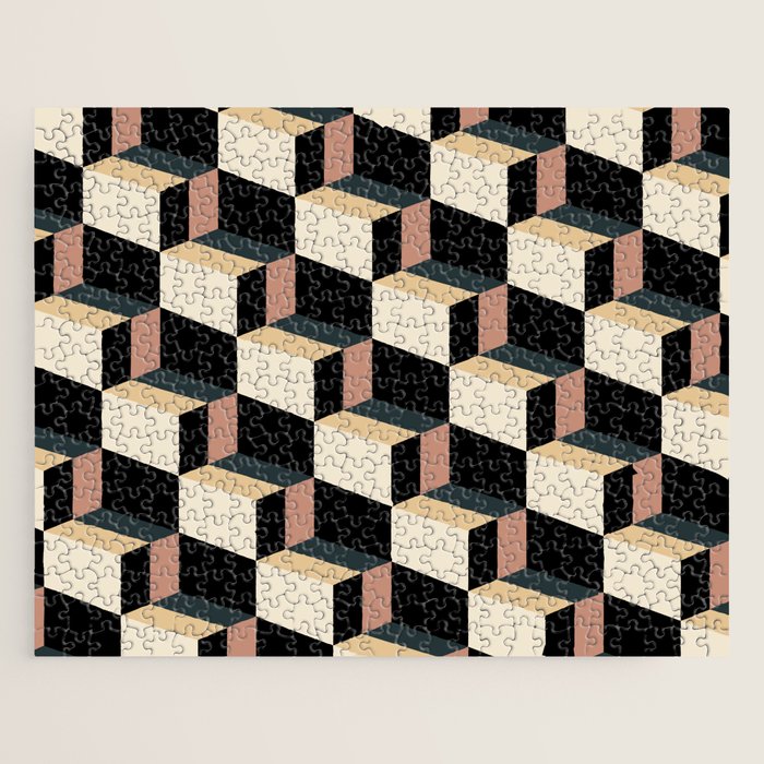 Cuboid Geometric Abstract Shapes Pattern XXXI Jigsaw Puzzle Gallery Image 1