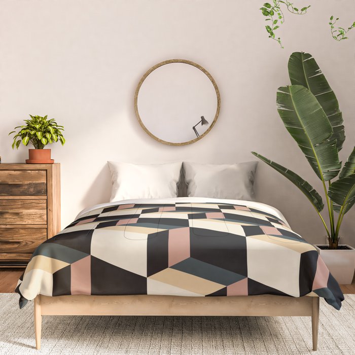 Cuboid Geometric Abstract Shapes Pattern XXXI Comforter Gallery Image 3