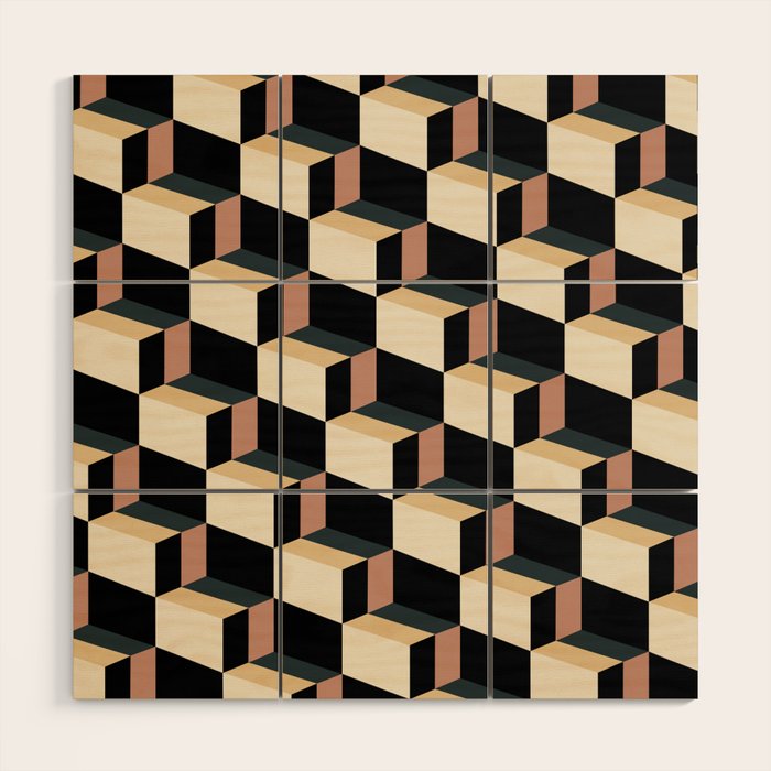 Cuboid Geometric Abstract Shapes Pattern XXXI Wood Wall Art Gallery Image 1