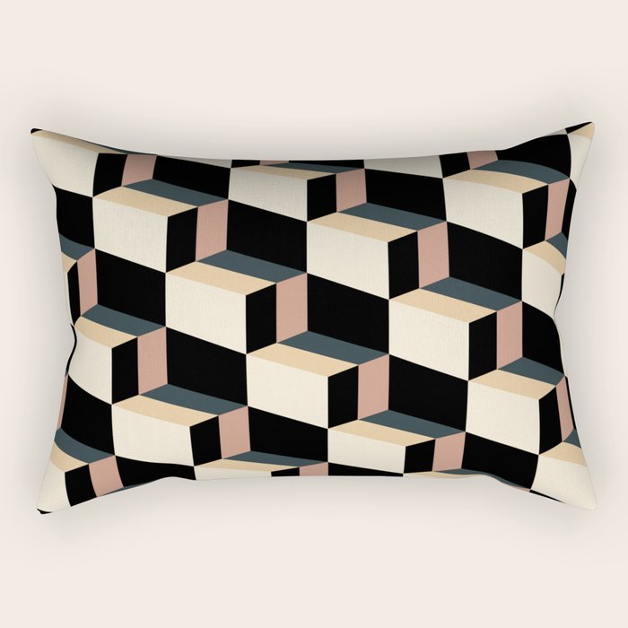 Cuboid Geometric Abstract Shapes Pattern XXXI Rectangular Pillow Gallery Image 2