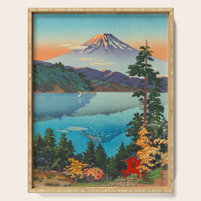 Tsuchiya Koitsu Vintage Japanese Woodblock Print Fall Autumn Mount Fuji Serving Tray Gallery Image 1