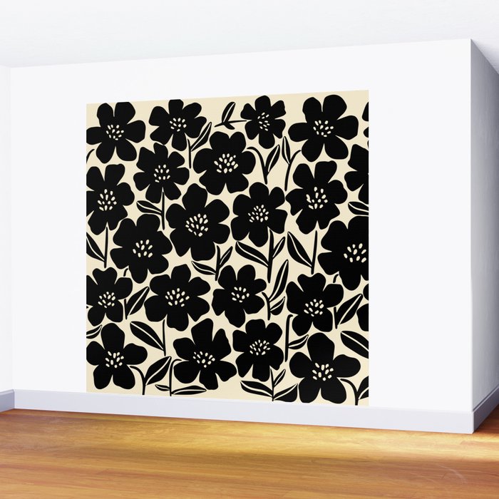 Black & White Blossom Wall Mural Gallery Image 2