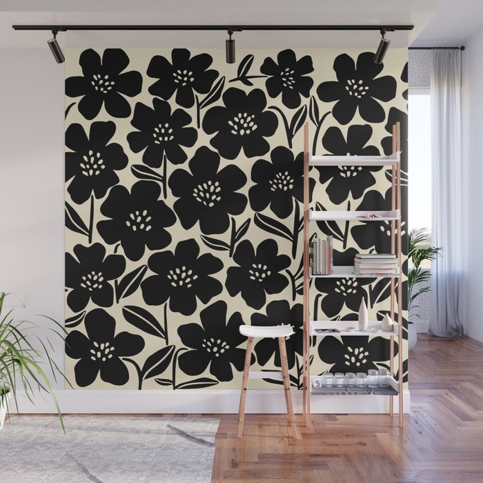 Black & White Blossom Wall Mural Gallery Image 1