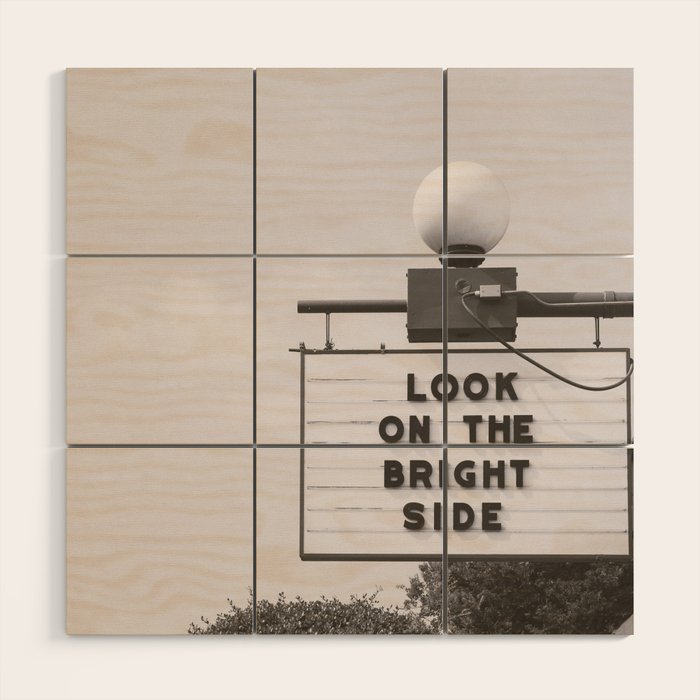 Black and white look on the bright side marquee sign, Austin Motel, Austin, Texas Wood Wall Art Gallery Image 1