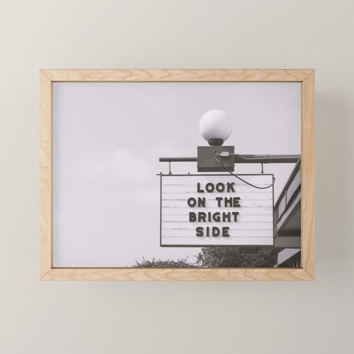 Black and white look on the bright side marquee sign, Austin Motel, Austin, Texas Mini Art Print Gallery Image 1