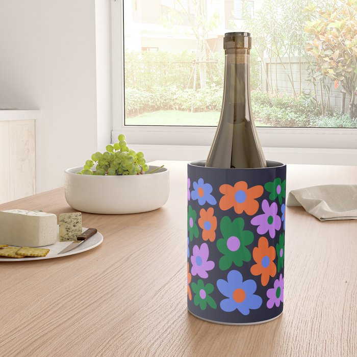 Retro Flowers: Midnight Black Edition Wine Chiller Gallery Image 4
