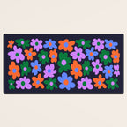 Retro Flowers: Midnight Black Edition Desk Mat Gallery Image 3