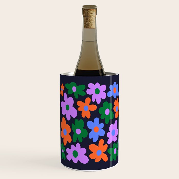 Retro Flowers: Midnight Black Edition Wine Chiller Gallery Image 2