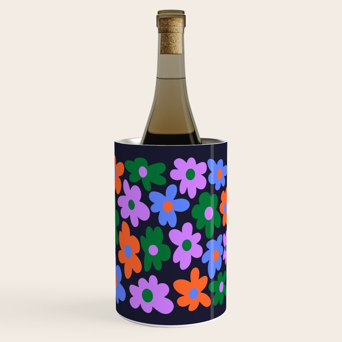 Retro Flowers: Midnight Black Edition Wine Chiller Gallery Image 3