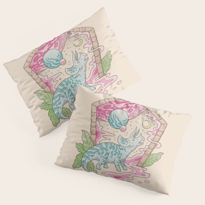 Aeon Archway: Triceratops | Dinosaur Sci-Fi Space Art Pillow Sham Gallery Image 3