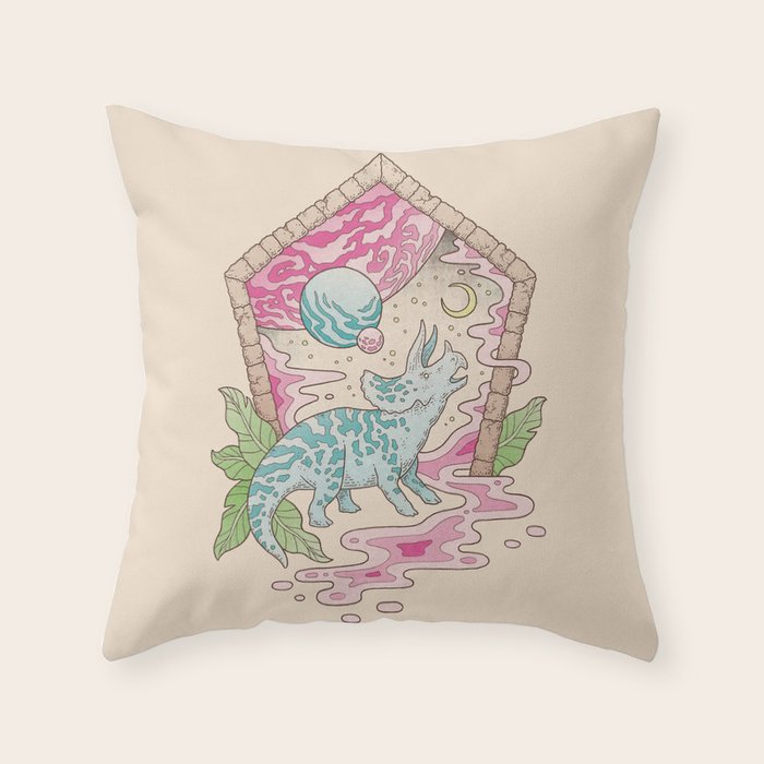 Aeon Archway: Triceratops | Dinosaur Sci-Fi Space Art Throw Pillow Gallery Image 6