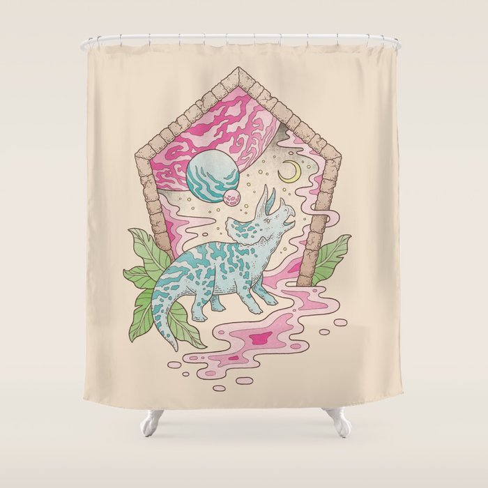 Aeon Archway: Triceratops | Dinosaur Sci-Fi Space Art Shower Curtain Gallery Image 1