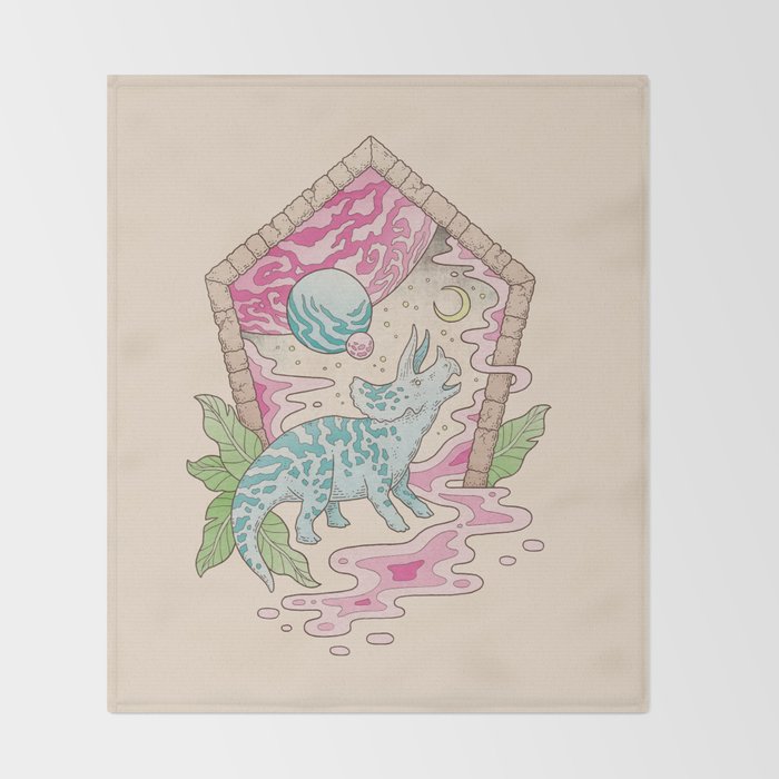 Aeon Archway: Triceratops | Dinosaur Sci-Fi Space Art Throw Blanket Gallery Image 2