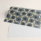 Floral Pattern / Slate Blue & Green Wrapping Paper Gallery Image 2