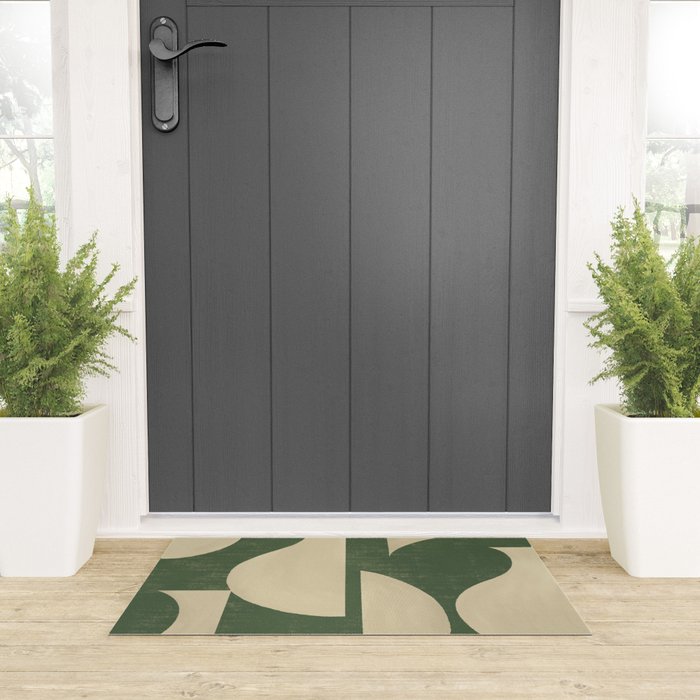 Abstract vase collage - deep green Welcome Mat Gallery Image 3