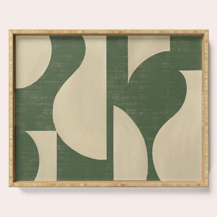 Abstract vase collage - deep green Serving Tray Gallery Image 1