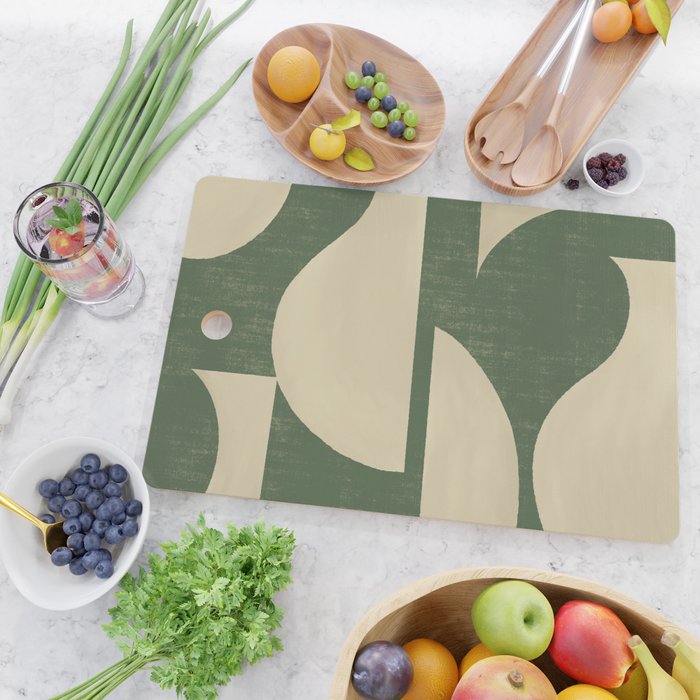 Abstract vase collage - deep green Cutting Board Gallery Image 2