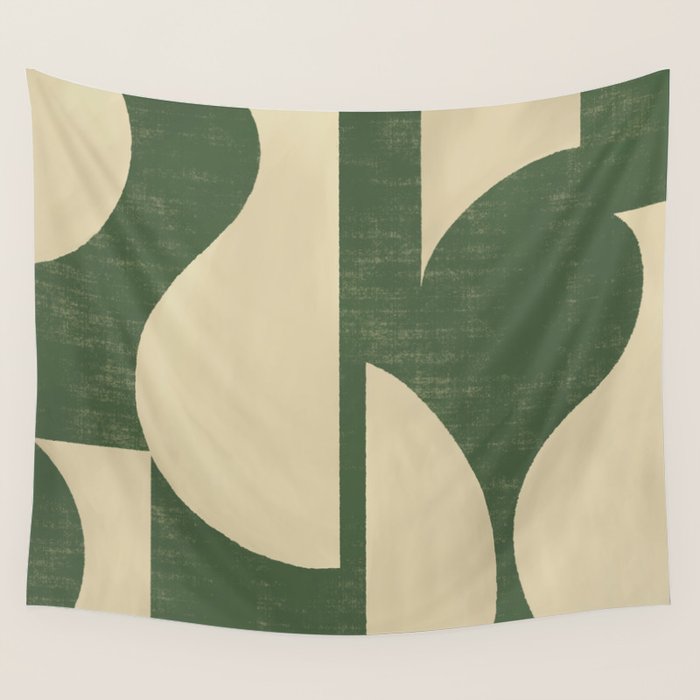 Abstract vase collage - deep green Wall Tapestry Gallery Image 4