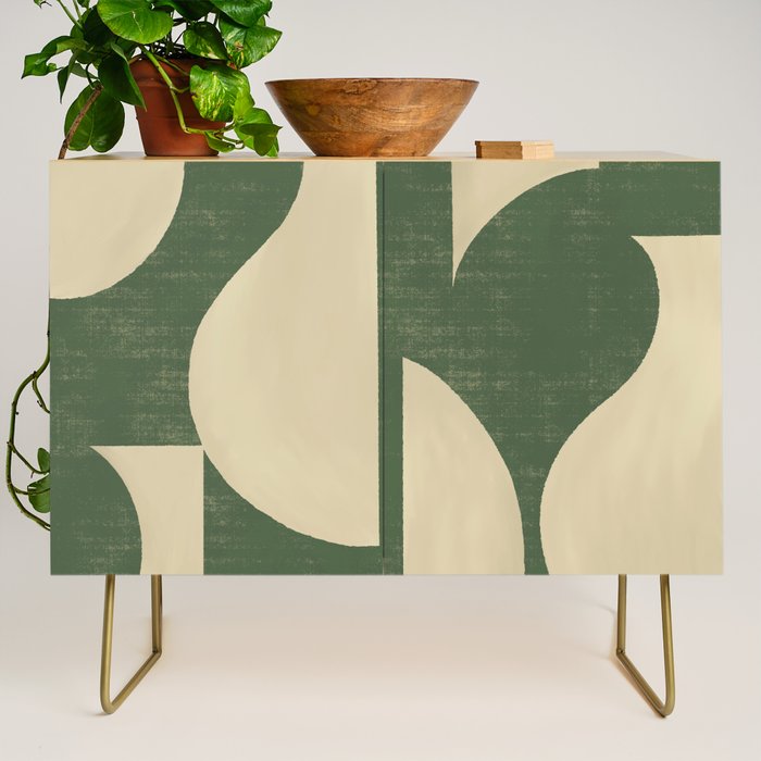Abstract vase collage - deep green Credenza Gallery Image 1