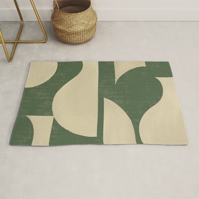 Abstract vase collage - deep green Rug Gallery Image 1