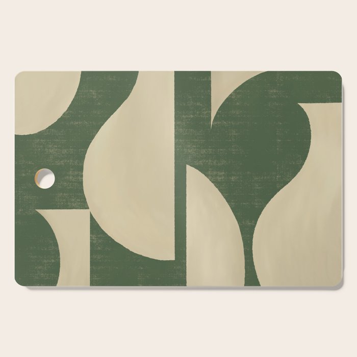 Abstract vase collage - deep green Cutting Board Gallery Image 1