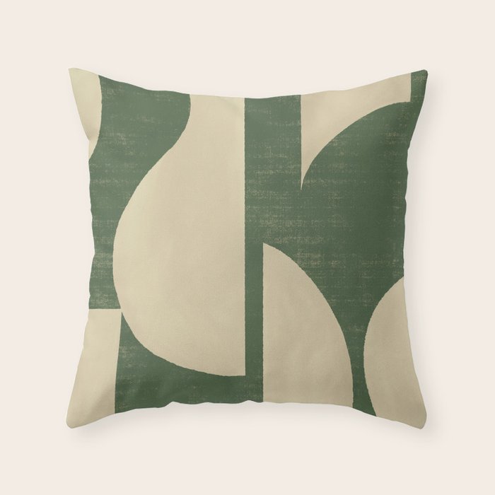 Abstract vase collage - deep green Throw Pillow Gallery Image 1