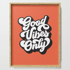 GOOD VIBES ONLY orange red black and white Serving Tray Gallery Image 1