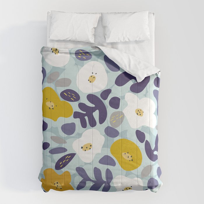 cooldown: blueshade floral pattern Comforter Gallery Image 1