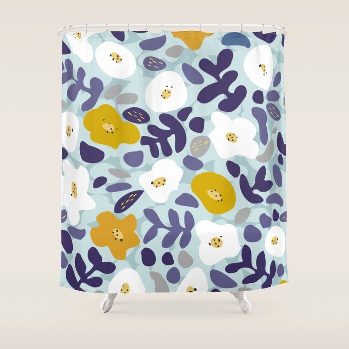 cooldown: blueshade floral pattern Shower Curtain Gallery Image 1