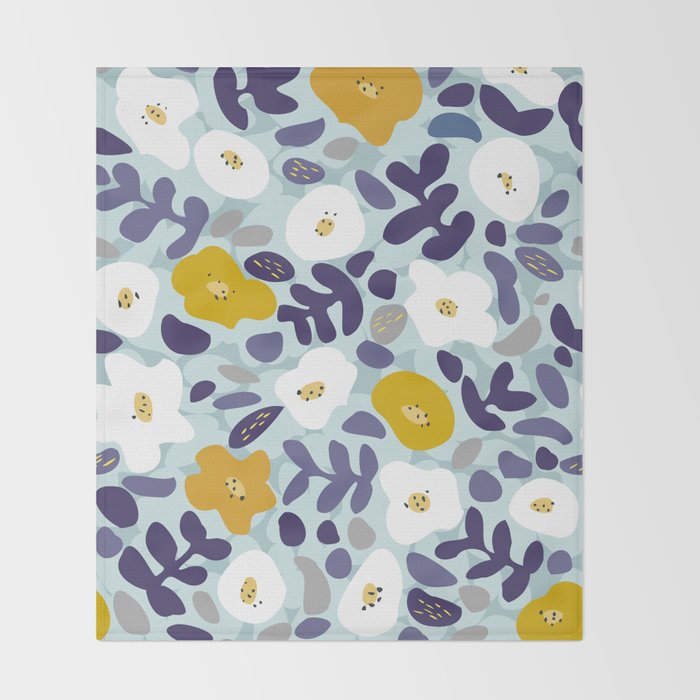 cooldown: blueshade floral pattern Throw Blanket Gallery Image 2