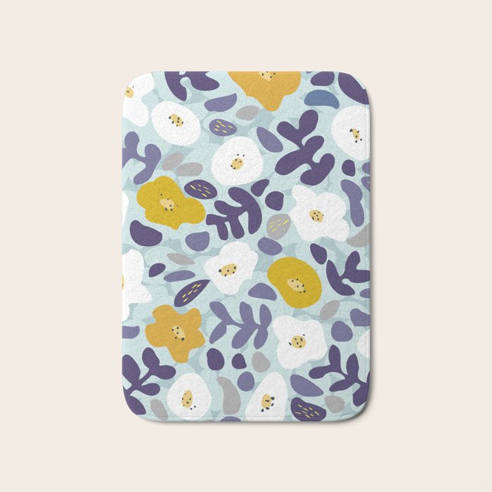 cooldown: blueshade floral pattern Bath Mat Gallery Image 1