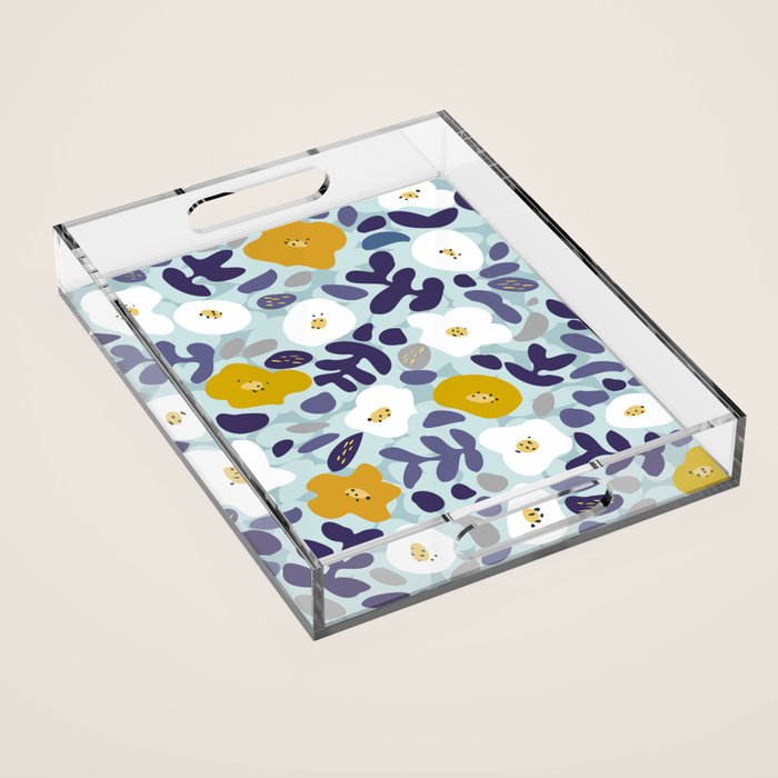 cooldown: blueshade floral pattern Acrylic Tray Gallery Image 1