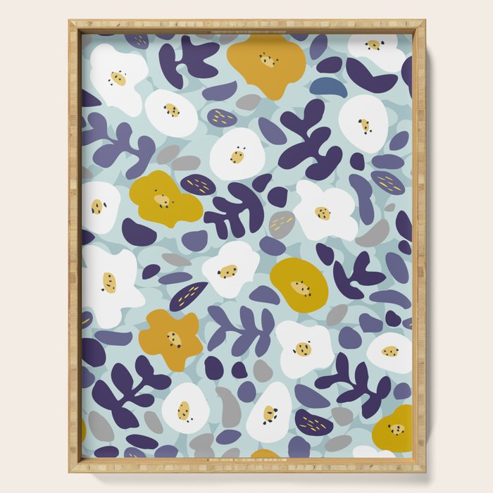 cooldown: blueshade floral pattern Serving Tray Gallery Image 1