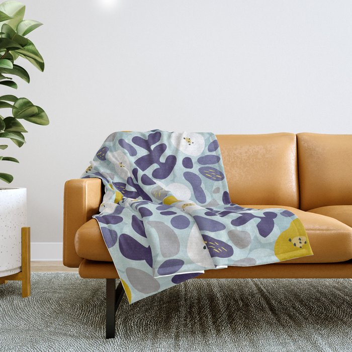 cooldown: blueshade floral pattern Throw Blanket Gallery Image 1