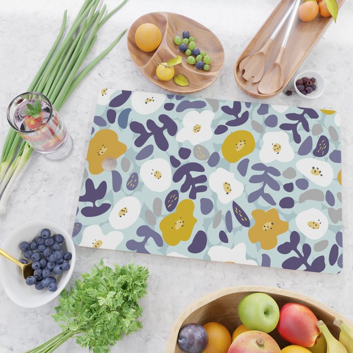 cooldown: blueshade floral pattern Cutting Board Gallery Image 2