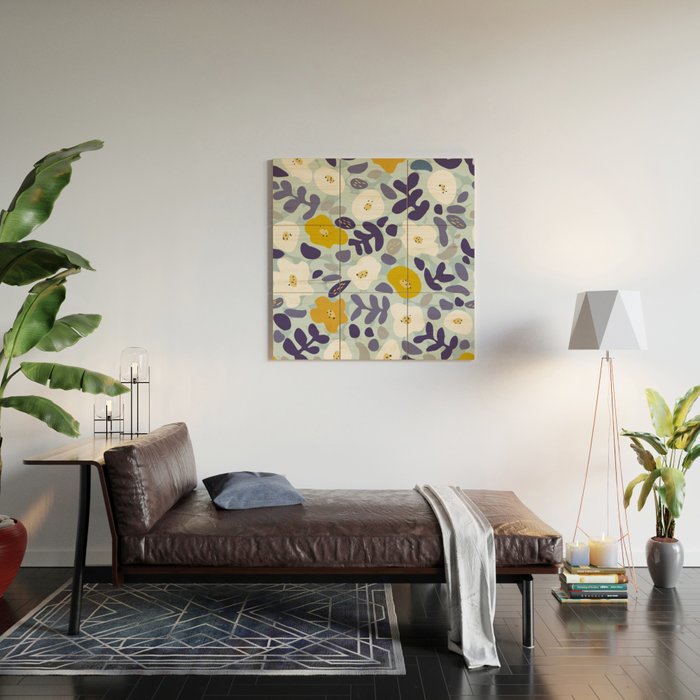 cooldown: blueshade floral pattern Wood Wall Art Gallery Image 2