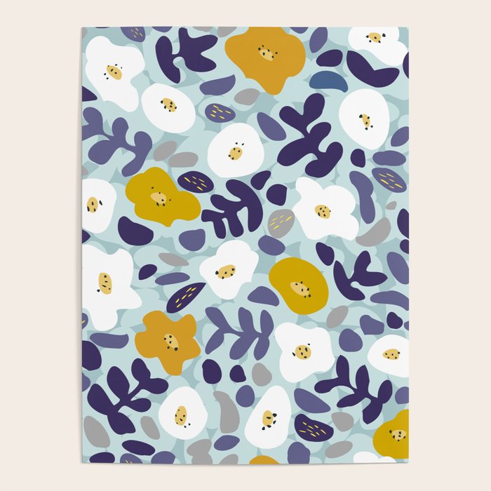 cooldown: blueshade floral pattern Poster Gallery Image 1
