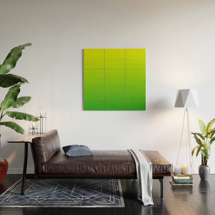 LIME GREEN OMBRE COLOR Wood Wall Art Gallery Image 2