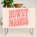 Old West: Howdy Pardner (bright pink and orange saloon style letters) Credenza Gallery Image 1