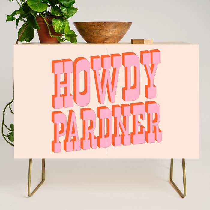 Old West: Howdy Pardner (bright pink and orange saloon style letters) Credenza Gallery Image 1