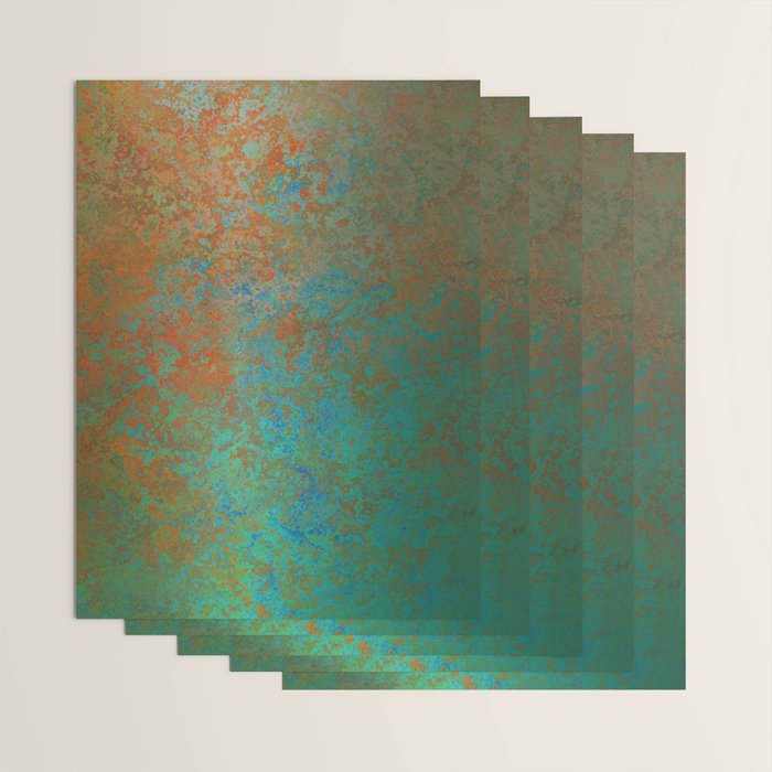 Vintage Teal and Copper Rust Wrapping Paper Gallery Image 3