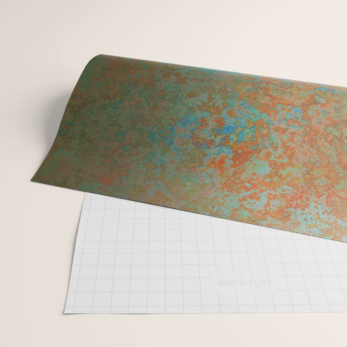 Vintage Teal and Copper Rust Wrapping Paper Gallery Image 2