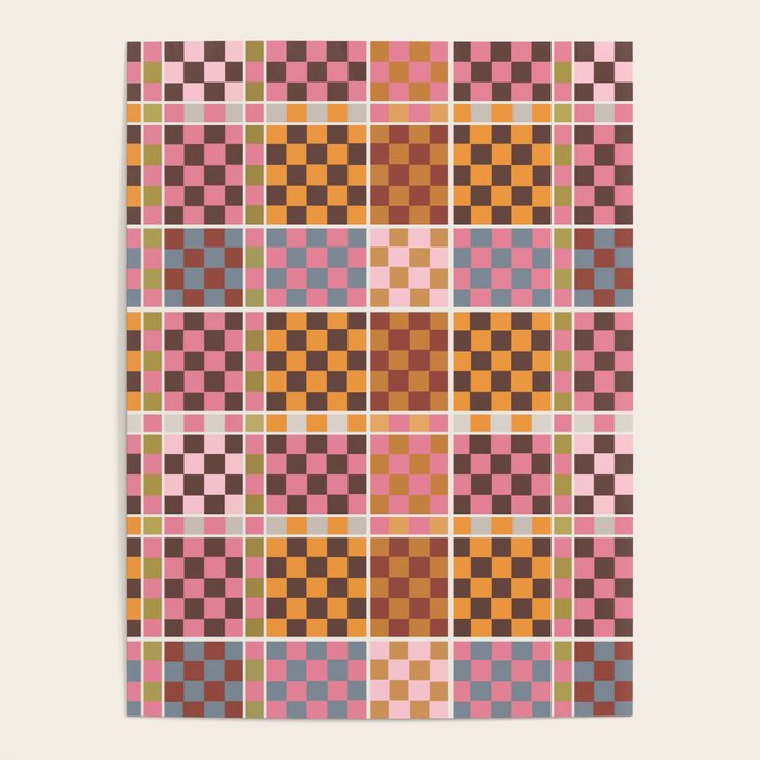 Vibrant Checkered Grid Poster Gallery Image 4
