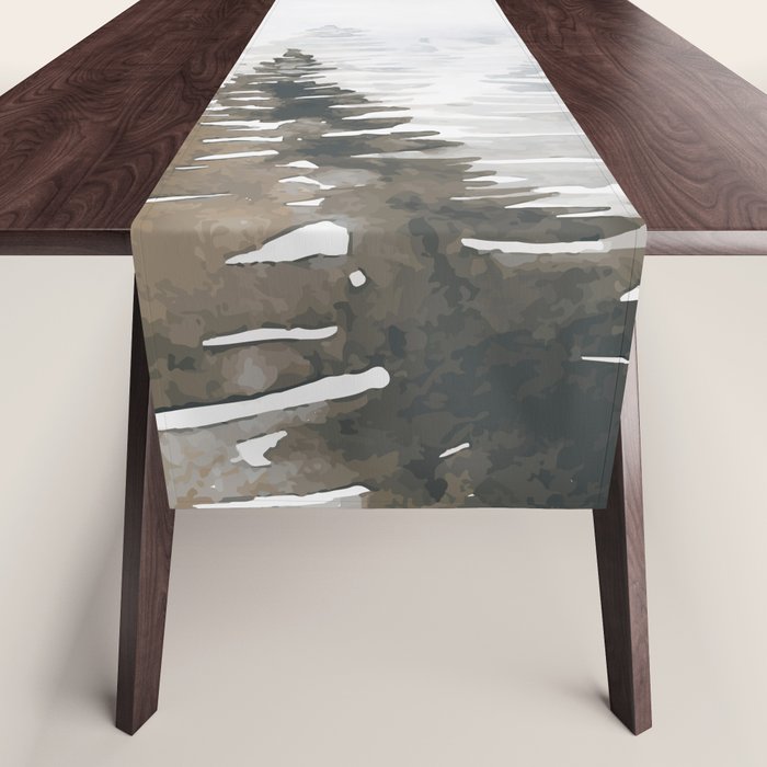 Watercolor Pine Trees 3 Table Runner Gallery Image 1