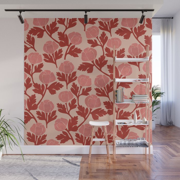 Roses pattern Wall Mural Gallery Image 1