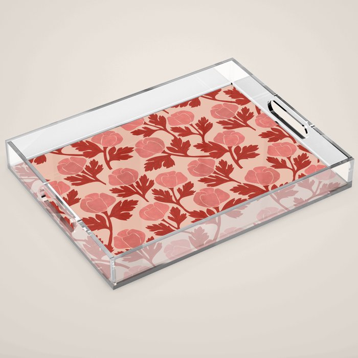 Roses pattern Acrylic Tray Gallery Image 1