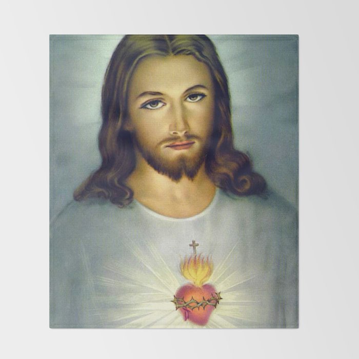 Sacred Heart Of Jesus Throw Blanket Gallery Image 2